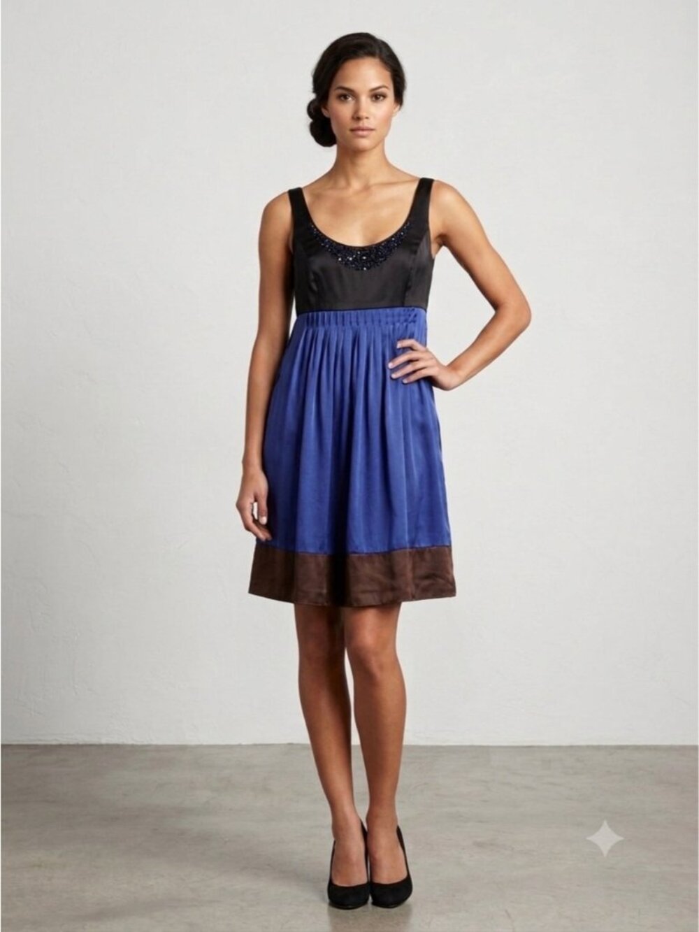 mac & jac Silk Beaded Neckline Sleeveless Midi Dress size 16